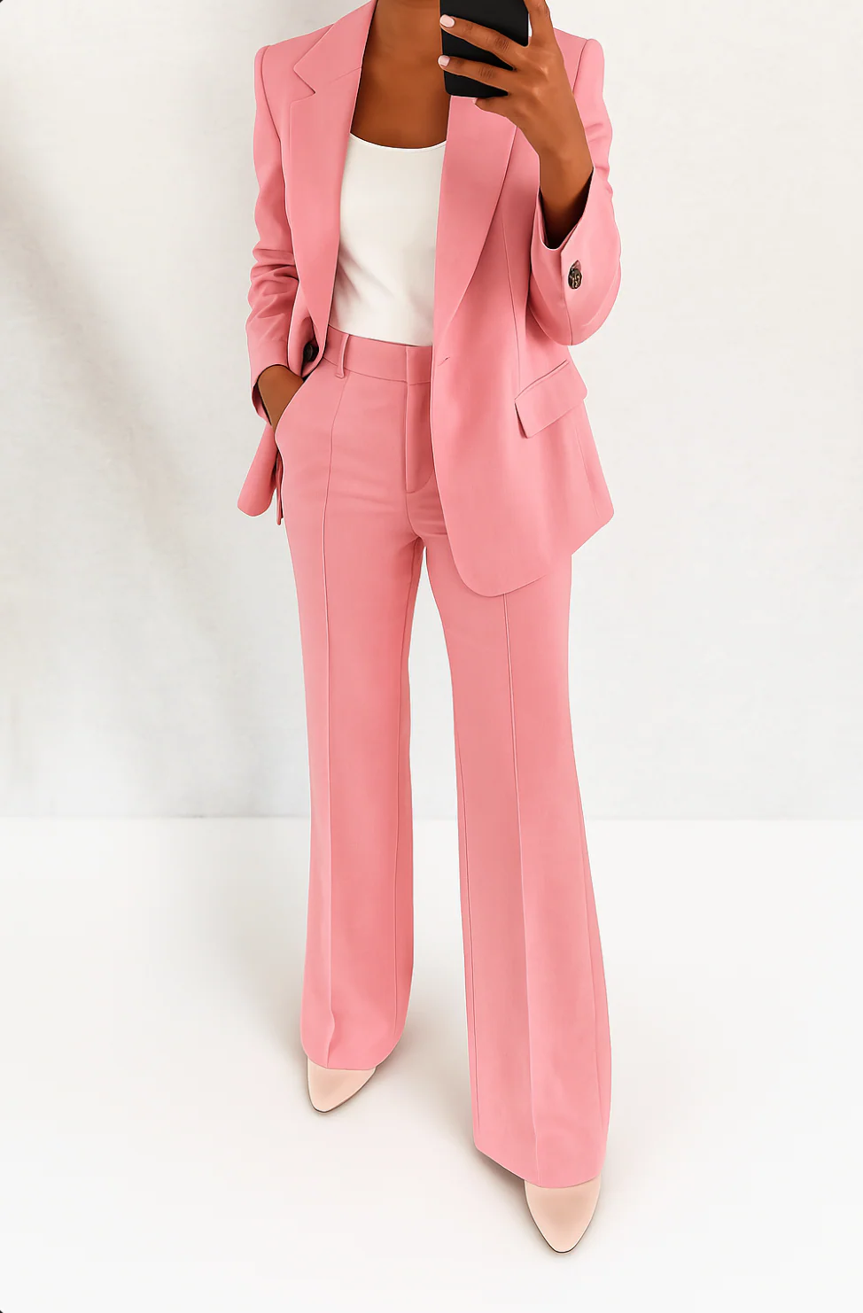 Women's Elegant Blazer and Wide-Leg Pants Suit Set