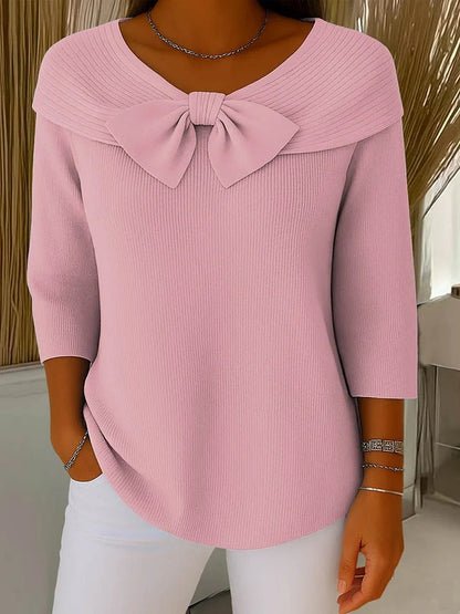Elegant Fitted Sweater with Bow Detail for Women