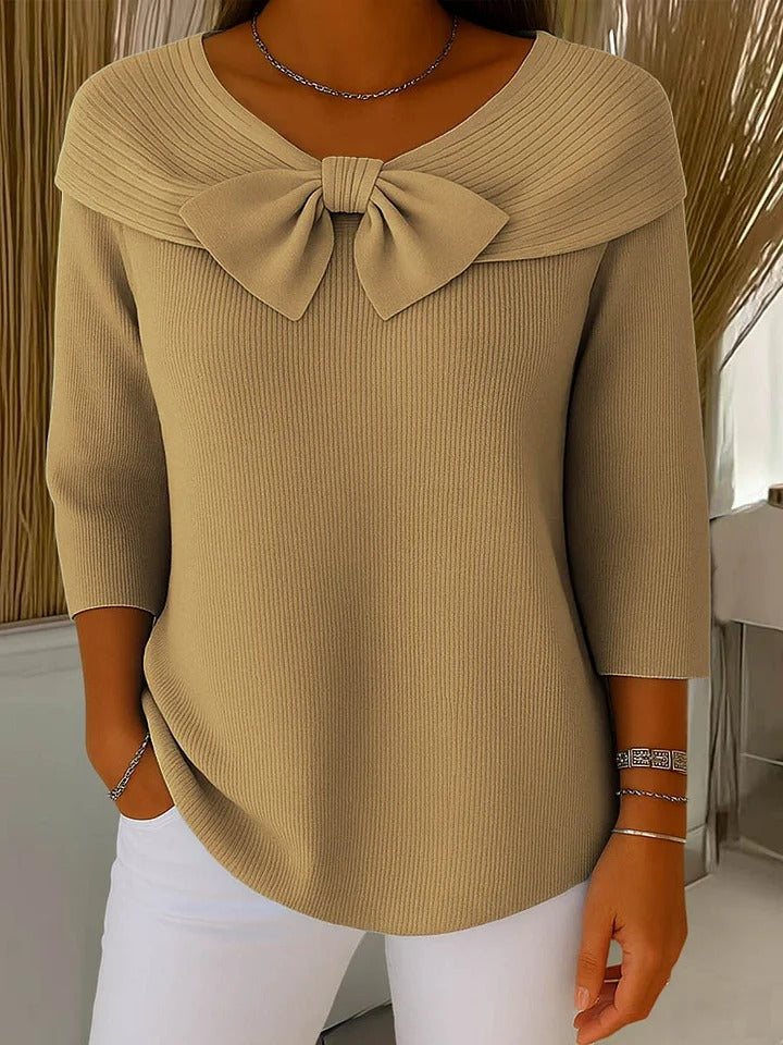 Elegant Fitted Sweater with Bow Detail for Women