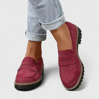 Cushioned Slip-On Loafers Chunky Heel