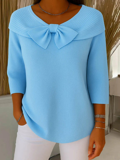Elegant Fitted Sweater with Bow Detail for Women