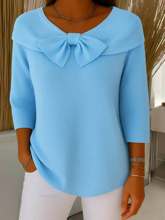 Elegant Fitted Sweater with Bow Detail for Women