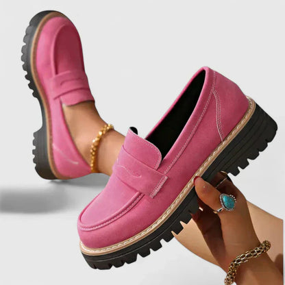 Cushioned Slip-On Loafers Chunky Heel