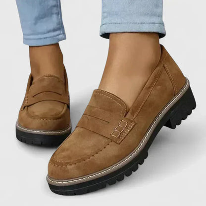 Cushioned Slip-On Loafers Chunky Heel