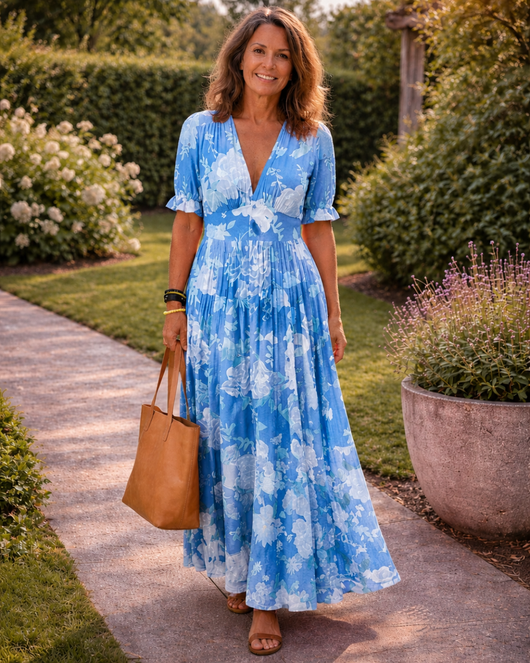 Floral V-Neck Maxi Dress for Women