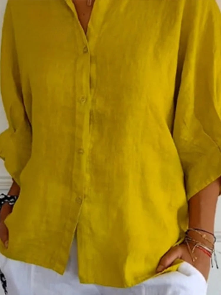 Relaxed Button Down Casual Blouse for Women