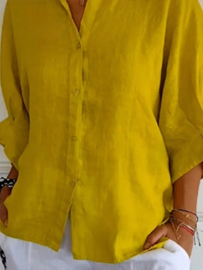 Relaxed Button Down Casual Blouse for Women