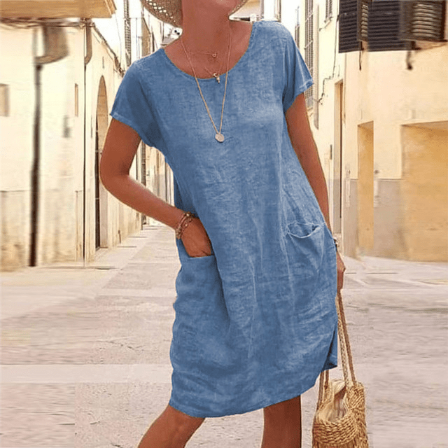 Women’s Casual Pocket Mini Dress with Relaxed Fit