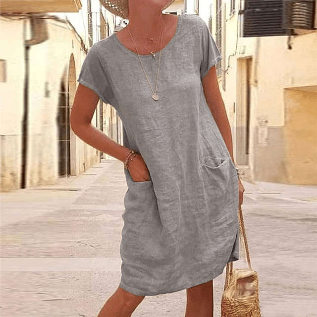 Women’s Casual Pocket Mini Dress with Relaxed Fit