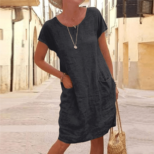 Women’s Casual Pocket Mini Dress with Relaxed Fit