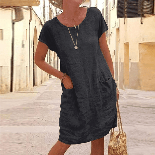 Women’s Casual Pocket Mini Dress with Relaxed Fit