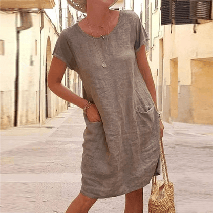 Women’s Casual Pocket Mini Dress with Relaxed Fit