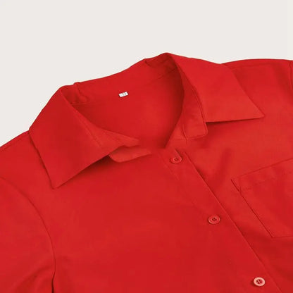 Women's Elegant Button-Front Shirt Dress with Relaxed Fit