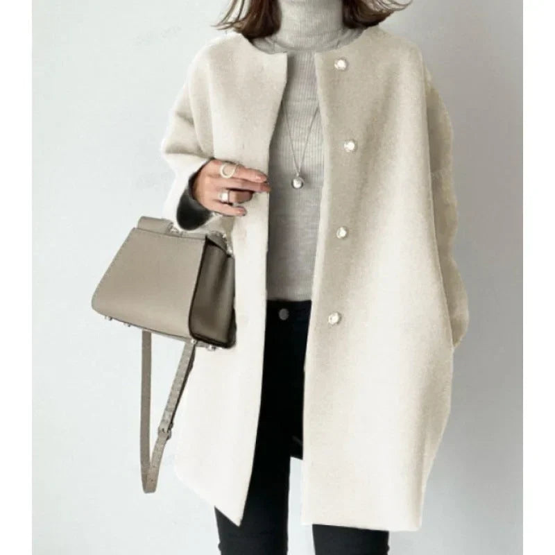 Minimalist Oversized Button Coat for Women