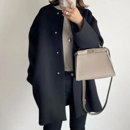 Minimalist Oversized Button Coat for Women