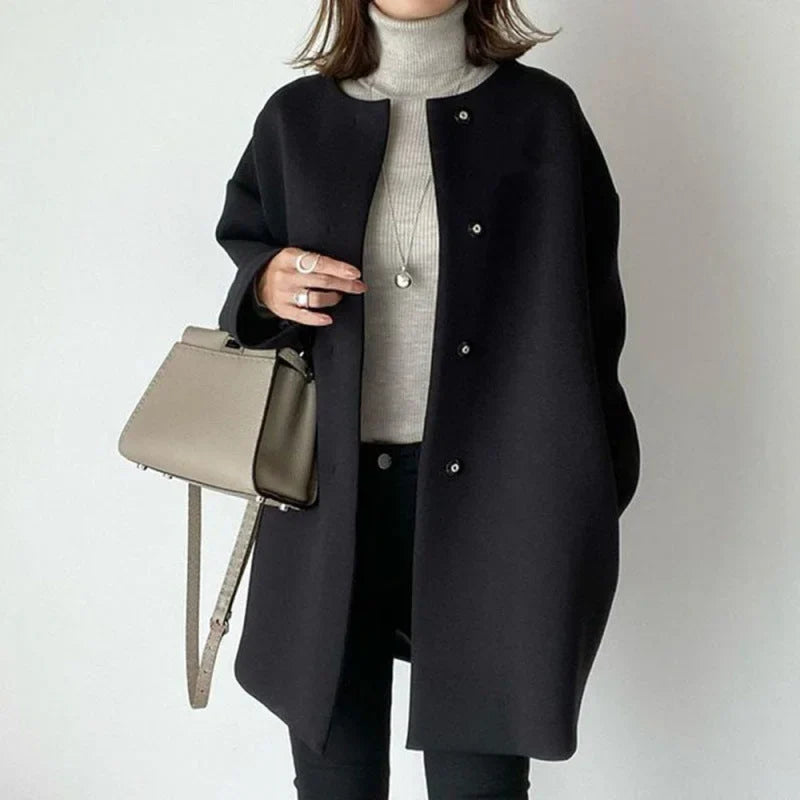 Minimalist Oversized Button Coat for Women