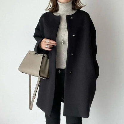 Minimalist Oversized Button Coat for Women