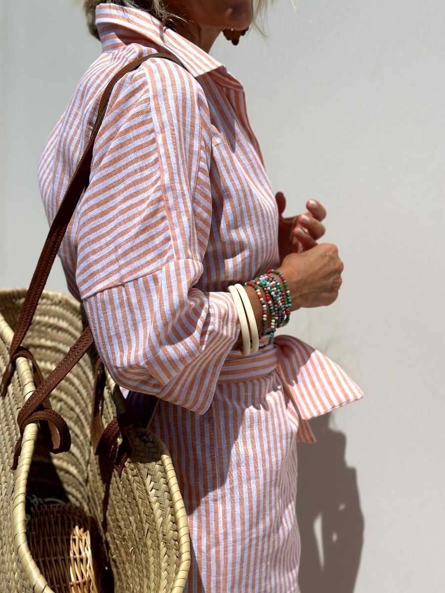 Women’s Striped Button Front Shirt Dress with Relaxed Fit