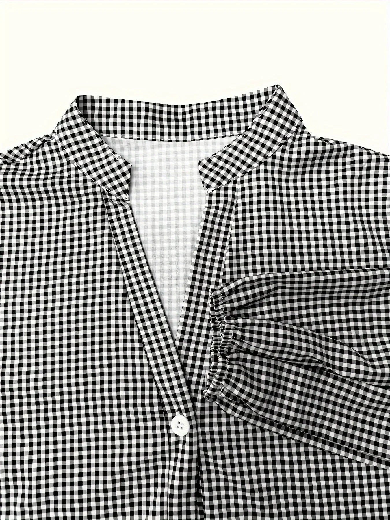 Women’s Gingham Smock Mini Flowy Mini Dress