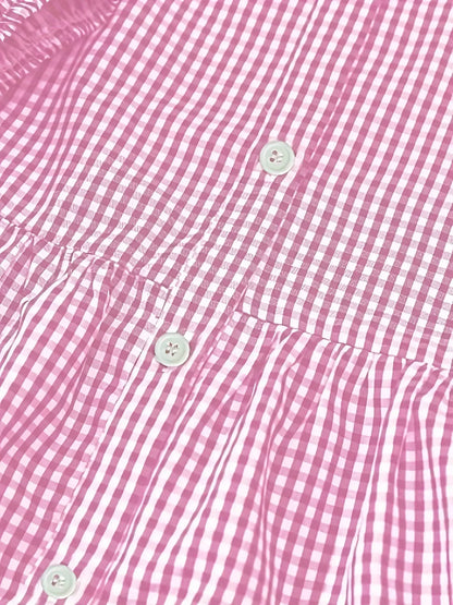 Women’s Gingham Smock Mini Flowy Mini Dress