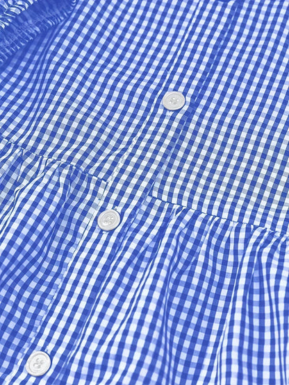 Women’s Gingham Smock Mini Flowy Mini Dress