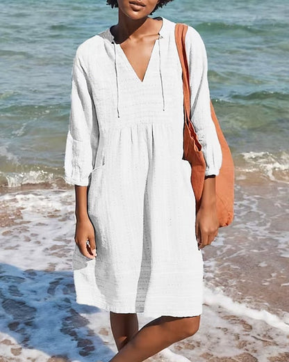 Alice Bohemian Summer Midi Dress V-Neck Cotton Women