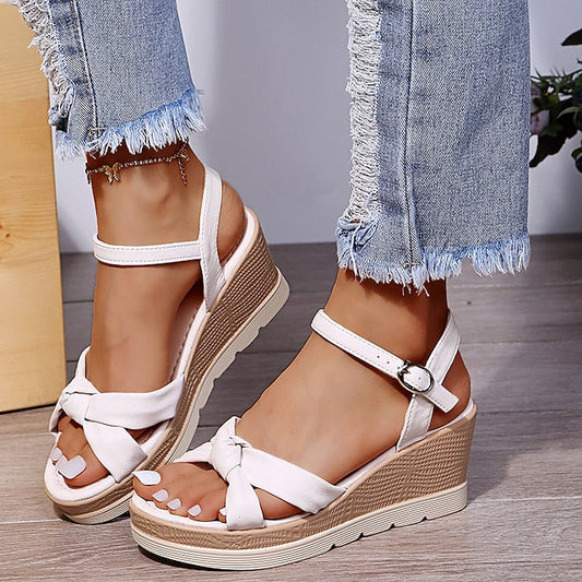 Comfort Platform Wedge Sandals with Ankle Strap