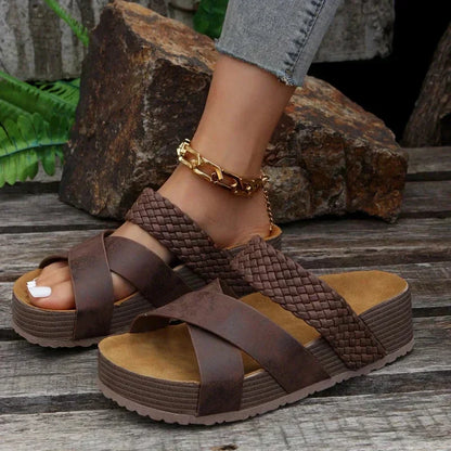 Platform Sandals Women Woven Strap Casual Comfort Style