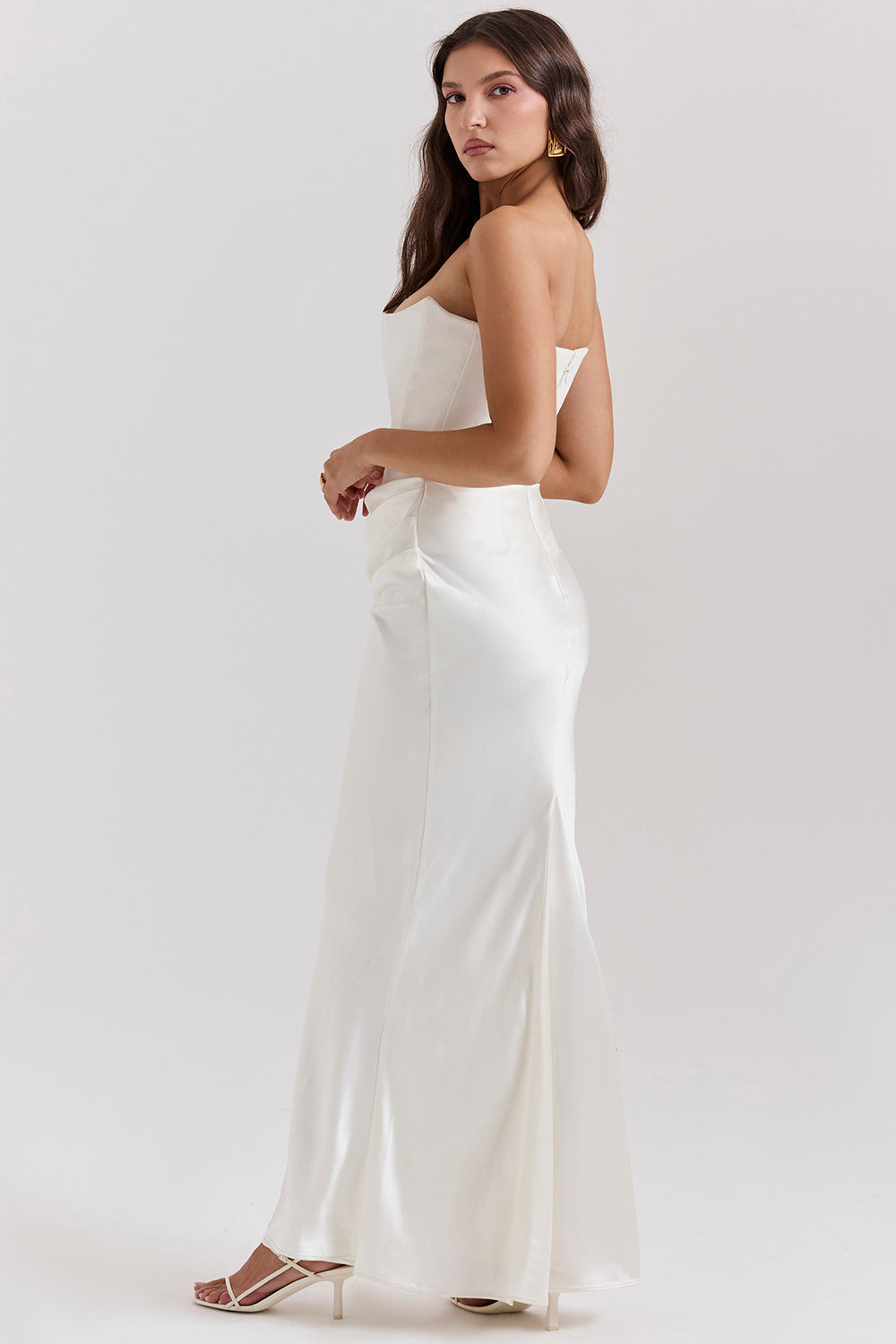 Women’s Strapless Ruched Maxi Dress with Mermaid Hem