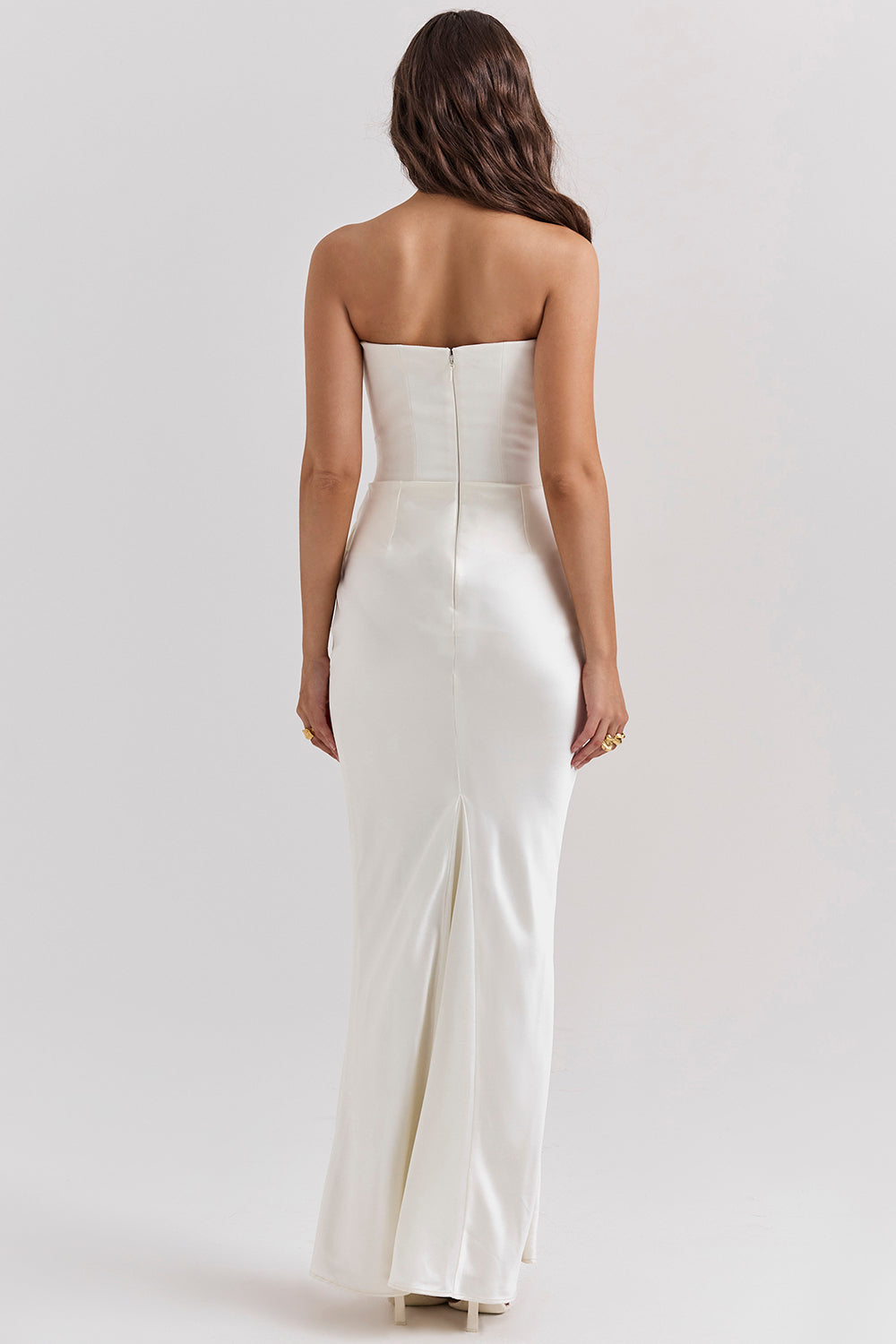 Women’s Strapless Ruched Maxi Dress with Mermaid Hem