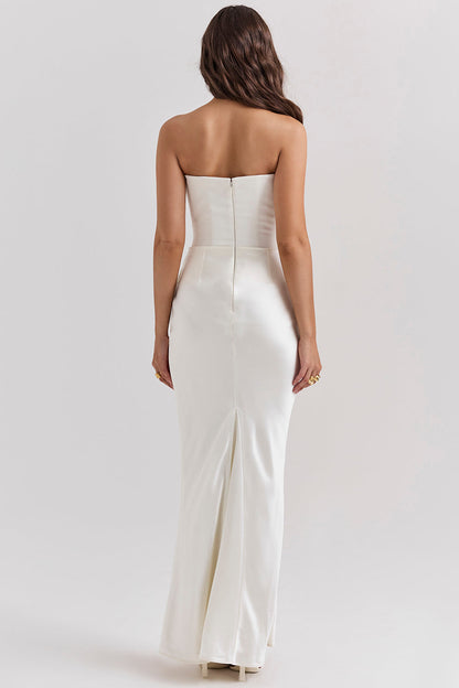 Women’s Strapless Ruched Maxi Dress with Mermaid Hem