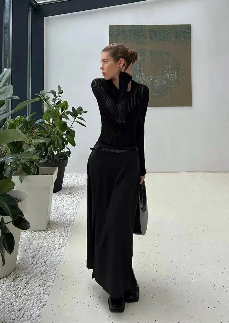 Sheer Ribbed Long Sleeve Top for Women