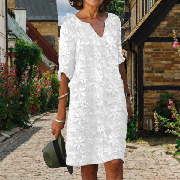 Floral Embroidered V-Neck Summer Midi Dress