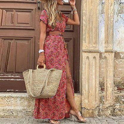 Flowy Floral Maxi Dress with Split Detail