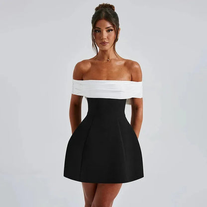 Off-Shoulder Flared Mini Dress for Women
