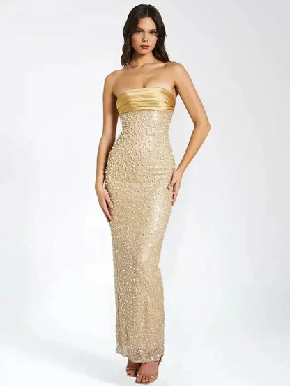 Strapless Glitter Maxi Dress for Women