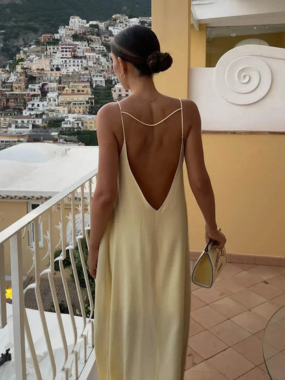 Open Back Slip Maxi Dress for Women