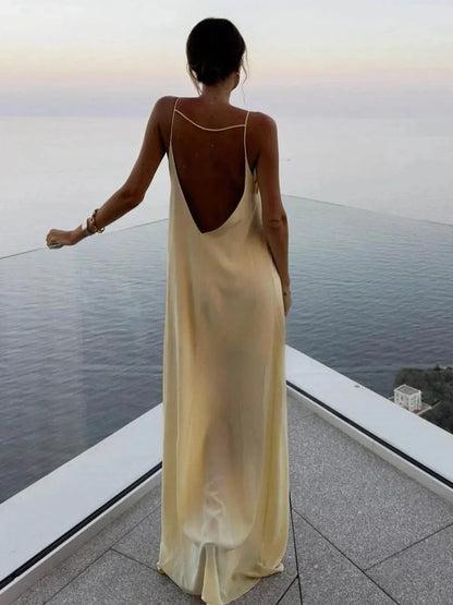 Open Back Slip Maxi Dress for Women