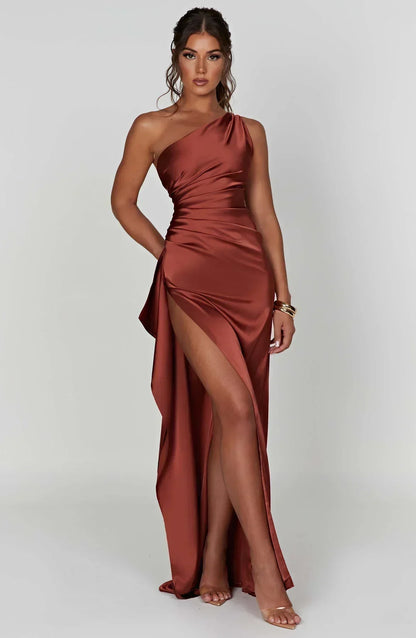 Women’s One Shoulder High Slit Maxi Gown