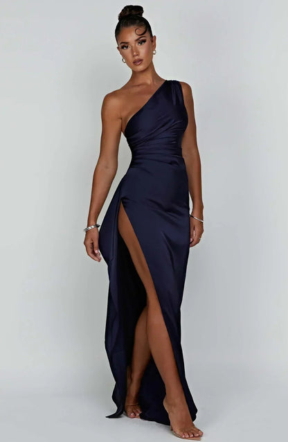Women’s One Shoulder High Slit Maxi Gown