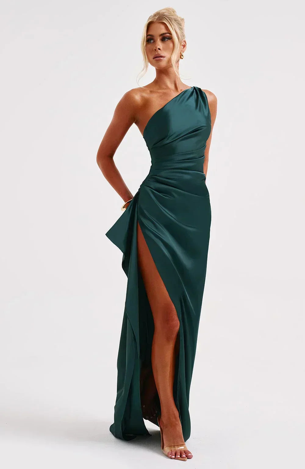 Women’s One Shoulder High Slit Maxi Gown