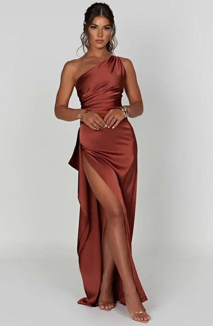 Women’s One Shoulder High Slit Maxi Gown