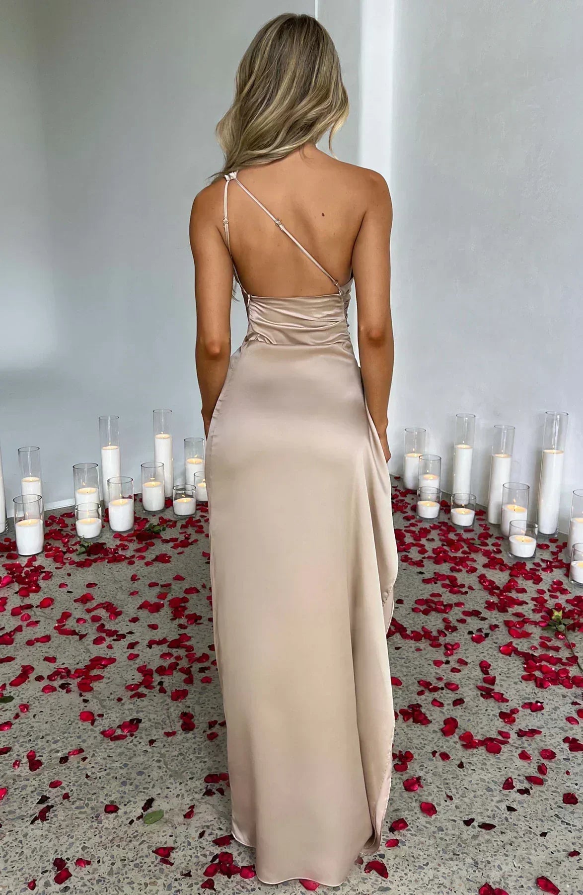 Women’s One Shoulder High Slit Maxi Gown