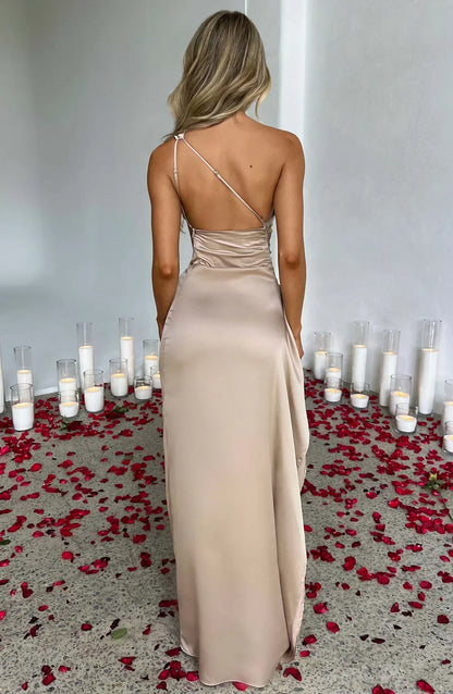 Women’s One Shoulder High Slit Maxi Gown