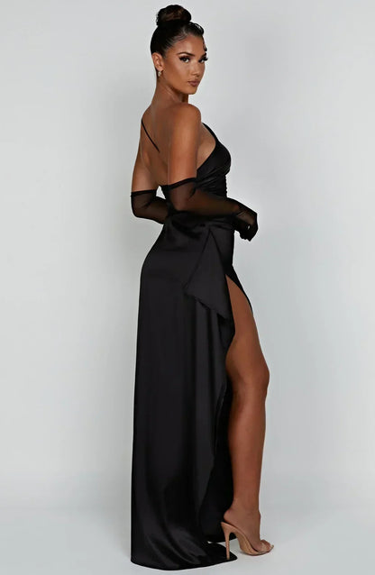 Women’s One Shoulder High Slit Maxi Gown