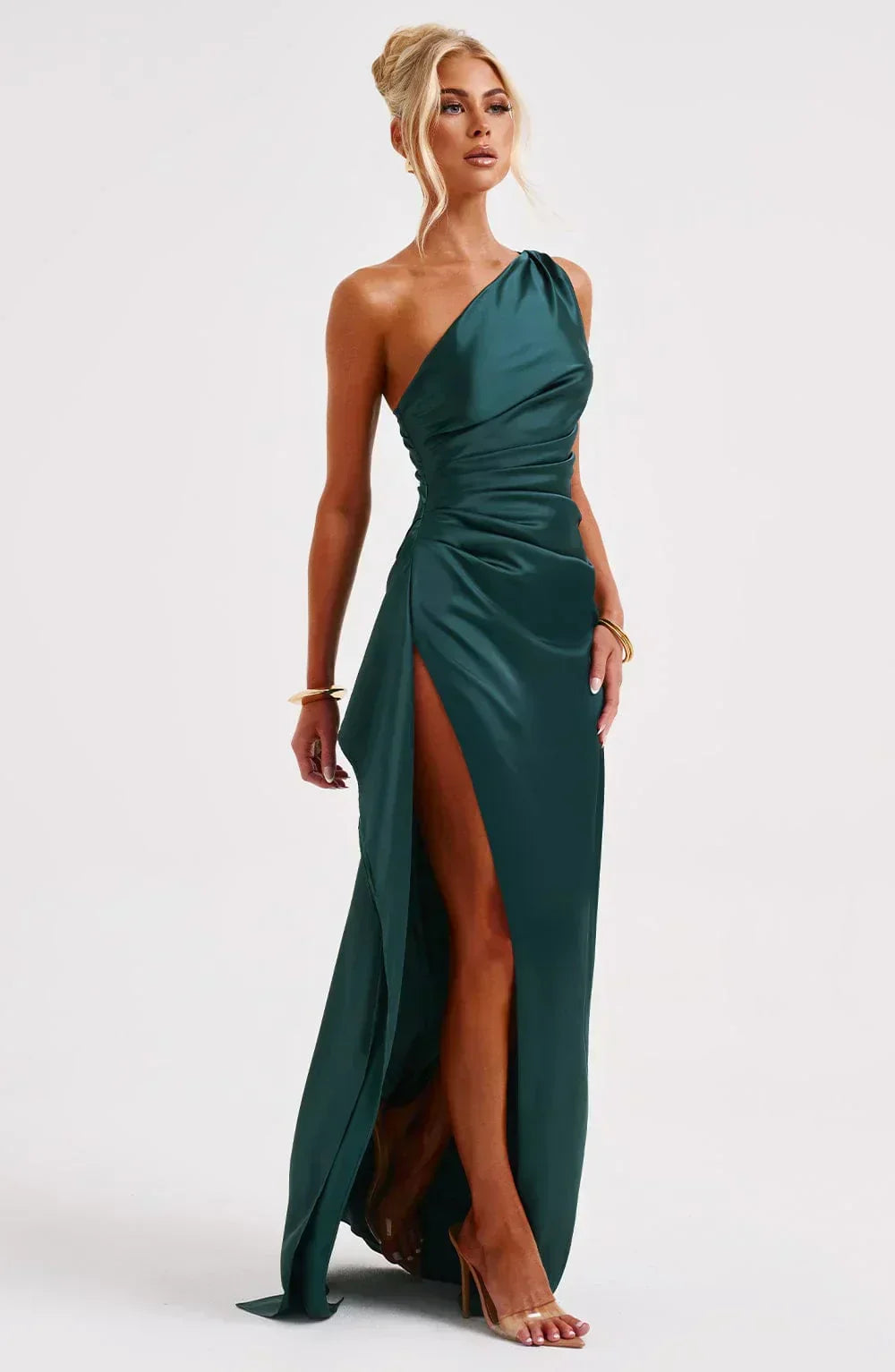 Women’s One Shoulder High Slit Maxi Gown