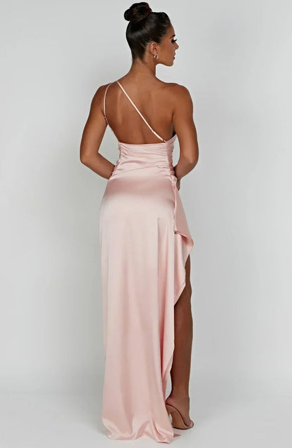 Women’s One Shoulder High Slit Maxi Gown