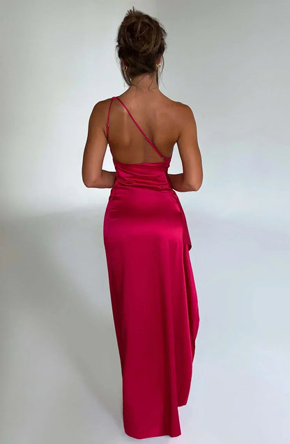 Women’s One Shoulder High Slit Maxi Gown