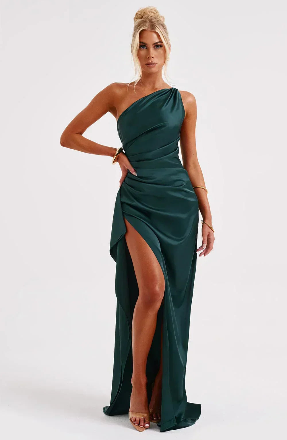 Women’s One Shoulder High Slit Maxi Gown