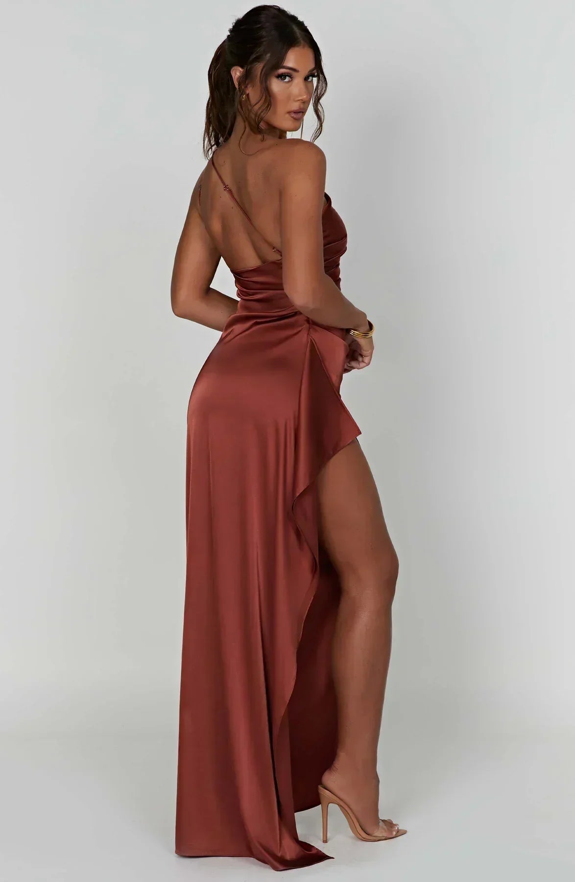 Women’s One Shoulder High Slit Maxi Gown